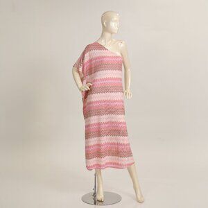 NWT Show me your Mumu Pink Riviera Zig Zag One-Shoulder maxi dress Caftan SMALL